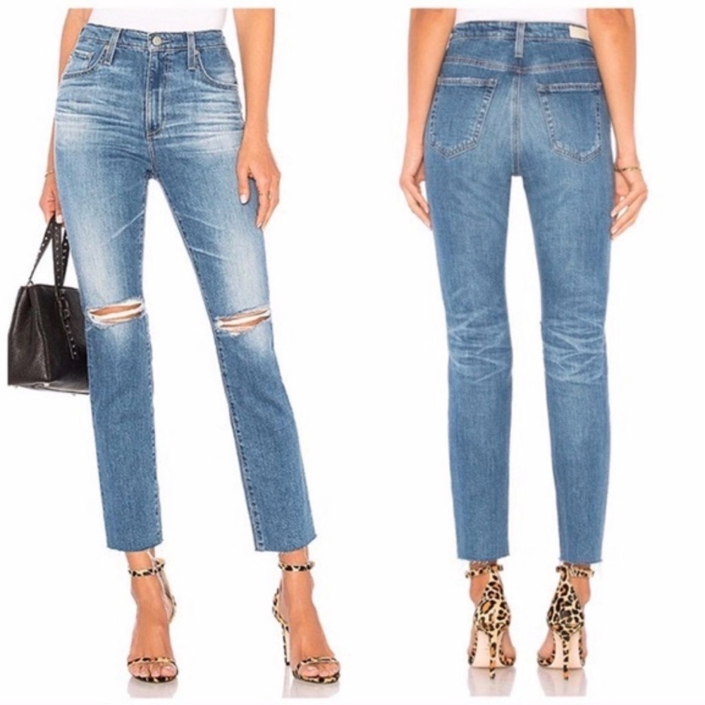 AG Isabelle High-Rise Straight Crop   Distressed Size 26R